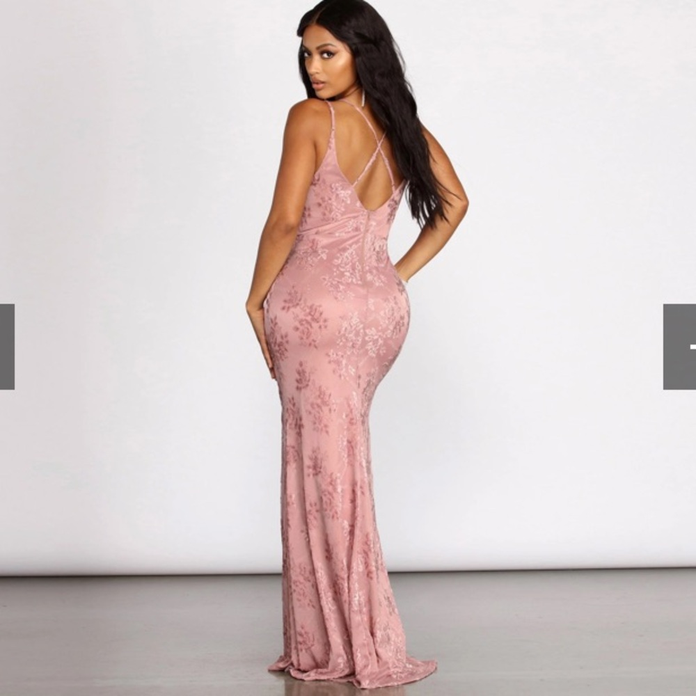 Blush Pink Vintage Style Floral Lace Prom Dress, Size small, Windsor - Picture 5 of 16